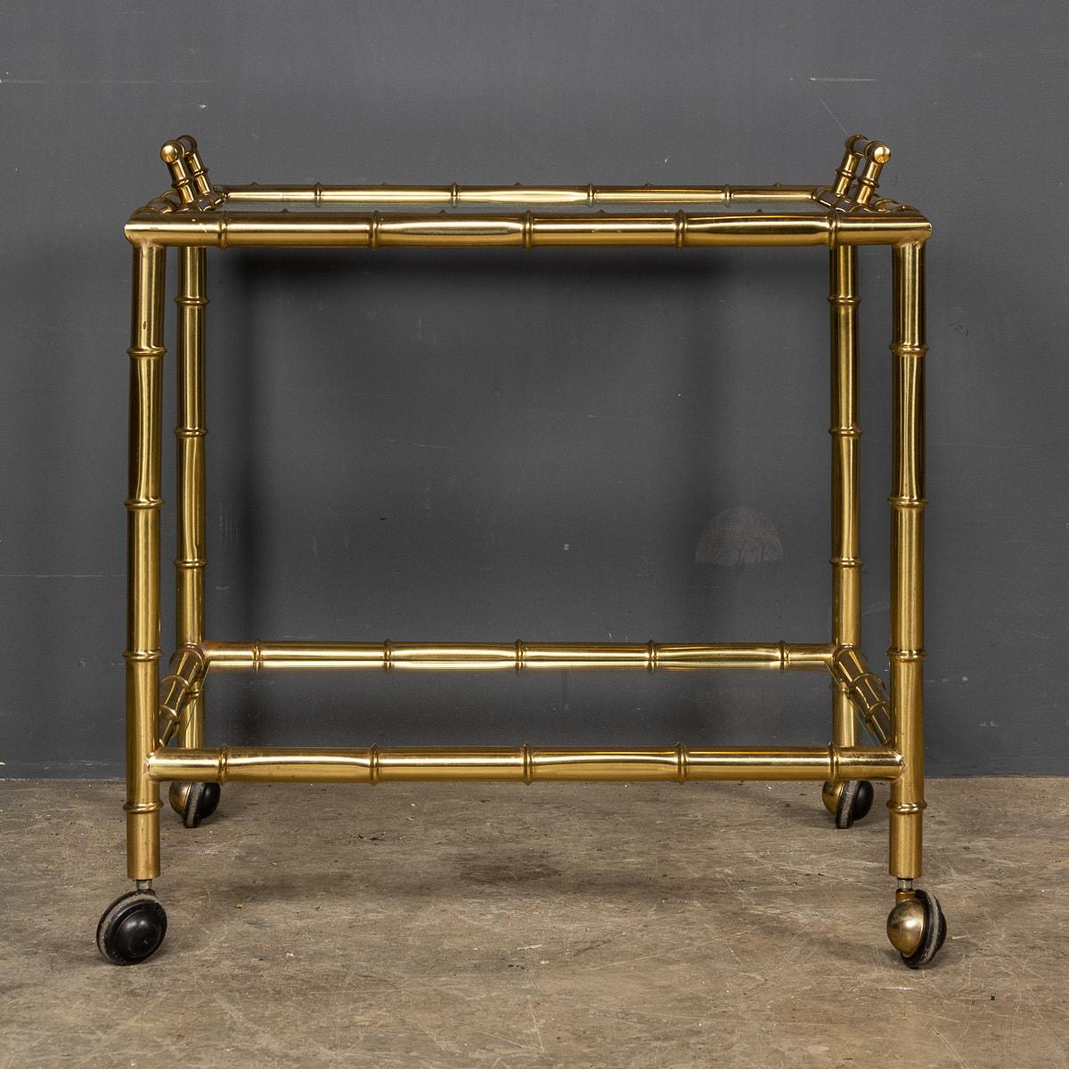 Pair of 20thc French Bamboo Effect Brass & Glass Pair of Drinks Trolleys, c 1970 In Good Condition For Sale In Royal Tunbridge Wells, Kent