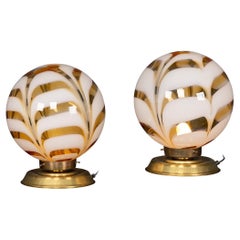 Pair Of 20thC Italian Table Lamps With A Hand Blown Venetian Glass Shade c.1970