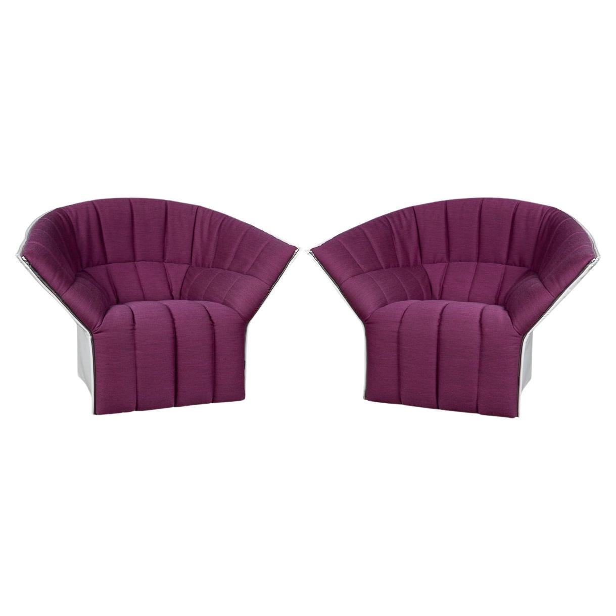 Pair Of 20thC "Moel" Fuchsia Love Seats By Inga Sampe' For Ligne Roset, France For Sale