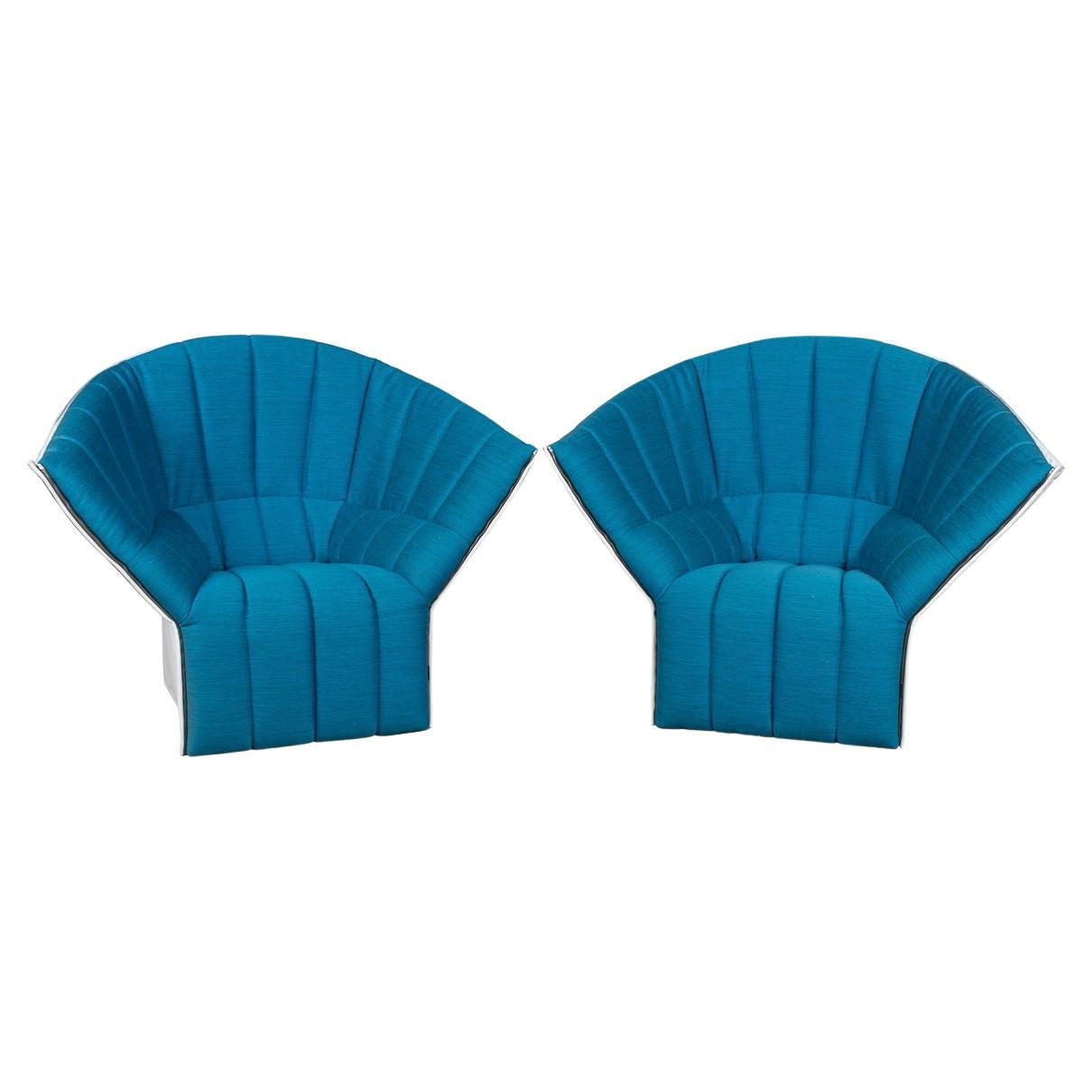 Pair Of 20thC "Moel" Ice Blue Love Seats By Inga Sampe' For Ligne Roset, France For Sale