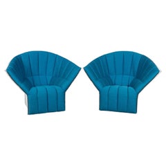 Retro Pair Of 20thC "Moel" Ice Blue Love Seats By Inga Sampe' For Ligne Roset, France