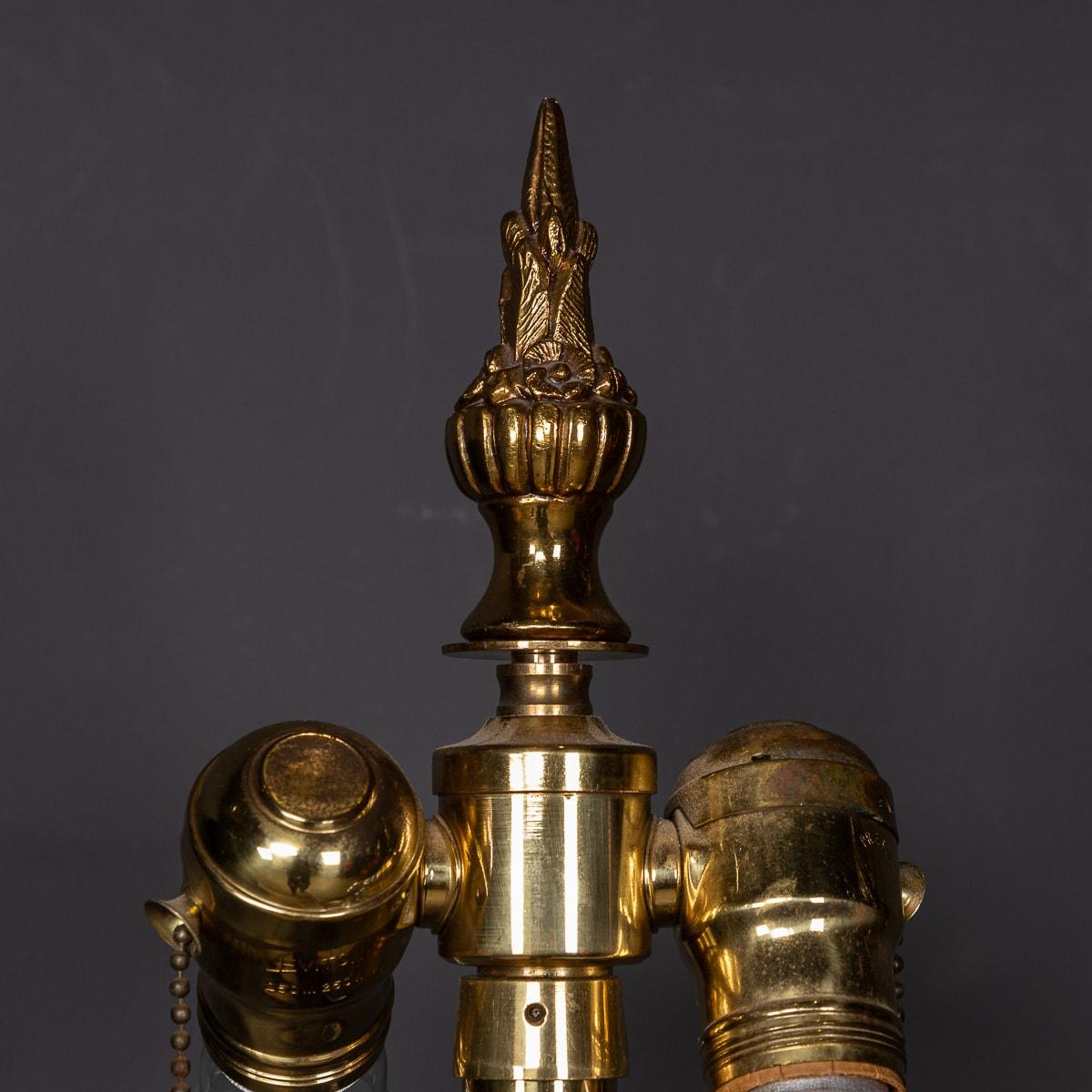 Pair Of 20thC Neoclassical Murano Glass Lamps With Peacock Feather Shades c.1950 14