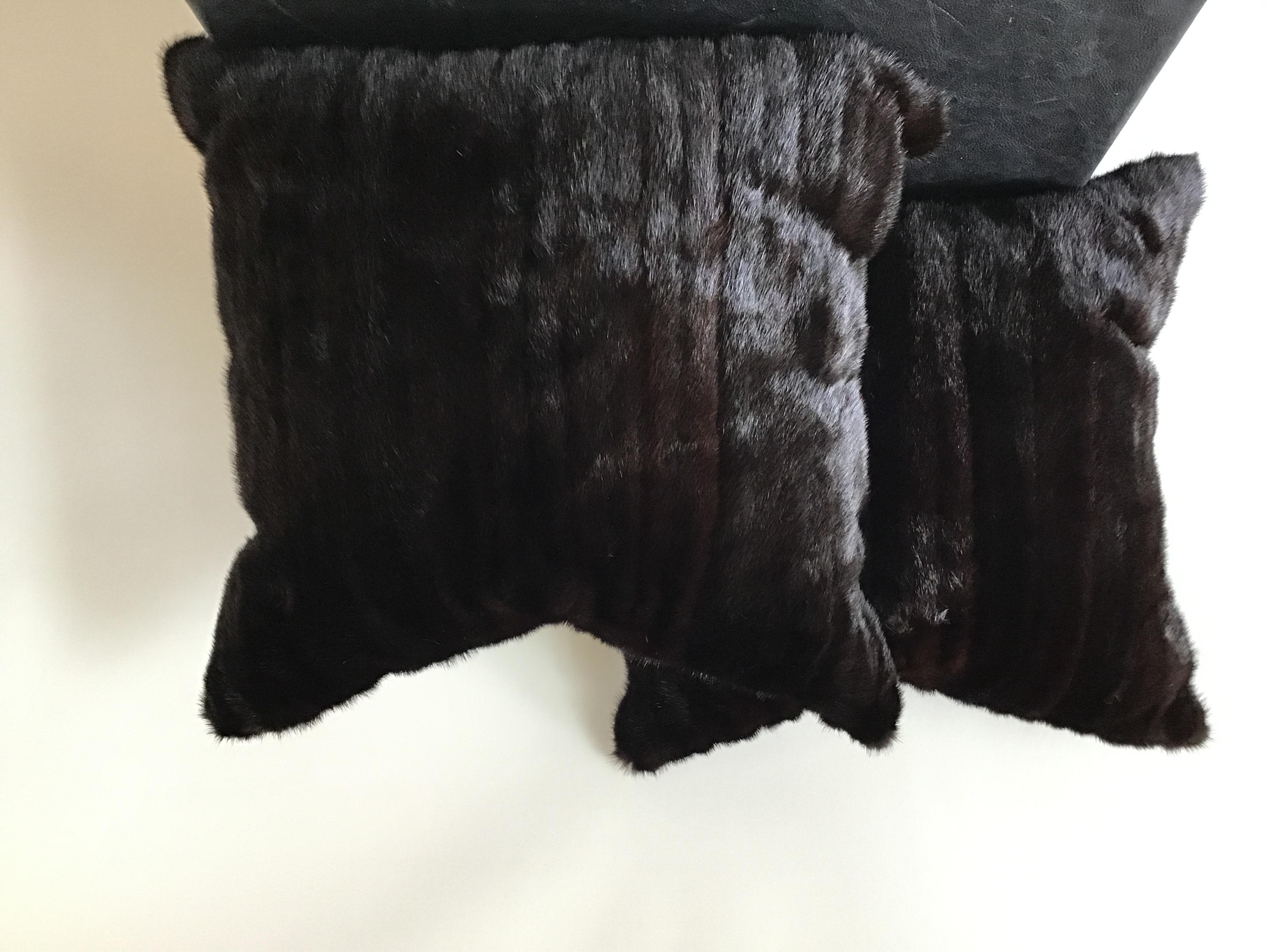 Pair of Mink Pillows In Good Condition In Tarrytown, NY