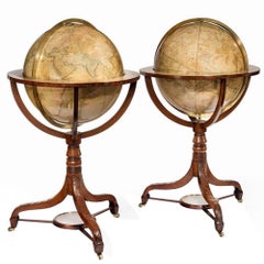 Paire de globes de bibliothèque terrestres et célestes de Cary, 1790-1825