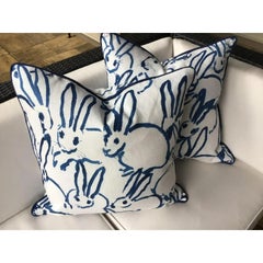 Pair of 21” Pillows from Lee Jofa “Hutch” Bunny Hutch in Navy
