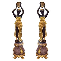 Pair of 21st century bronze sculptures, height: 240 cm