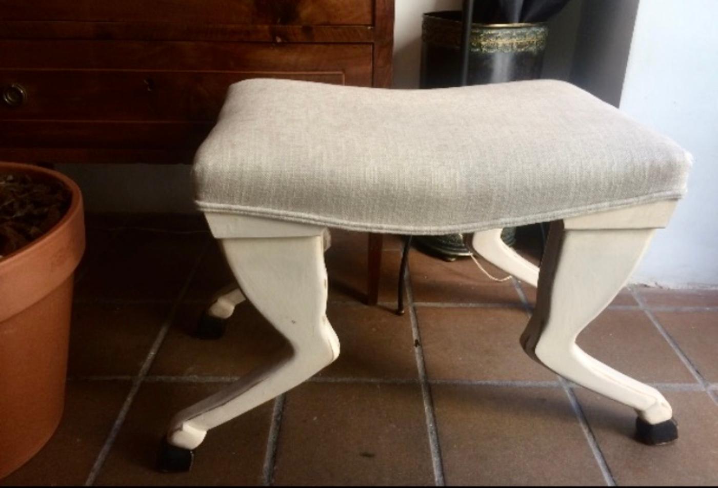 Pair of 21st Century Carved and Painted Upholstered Benches 4