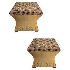 Pair of 21st Century Custom Leather Ottoman