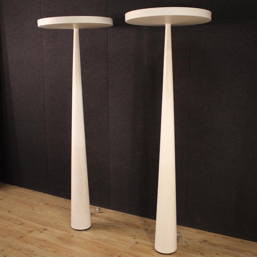 Pair of 21st Century White Metal Italian Design Floor Lamps, 2000 In Good Condition In Vicoforte, Piedmont