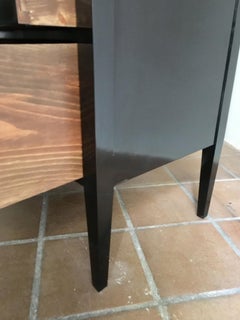 Pair of 21st Small Black Lacquered Commodes or Bedside Tables Biedermeier Style