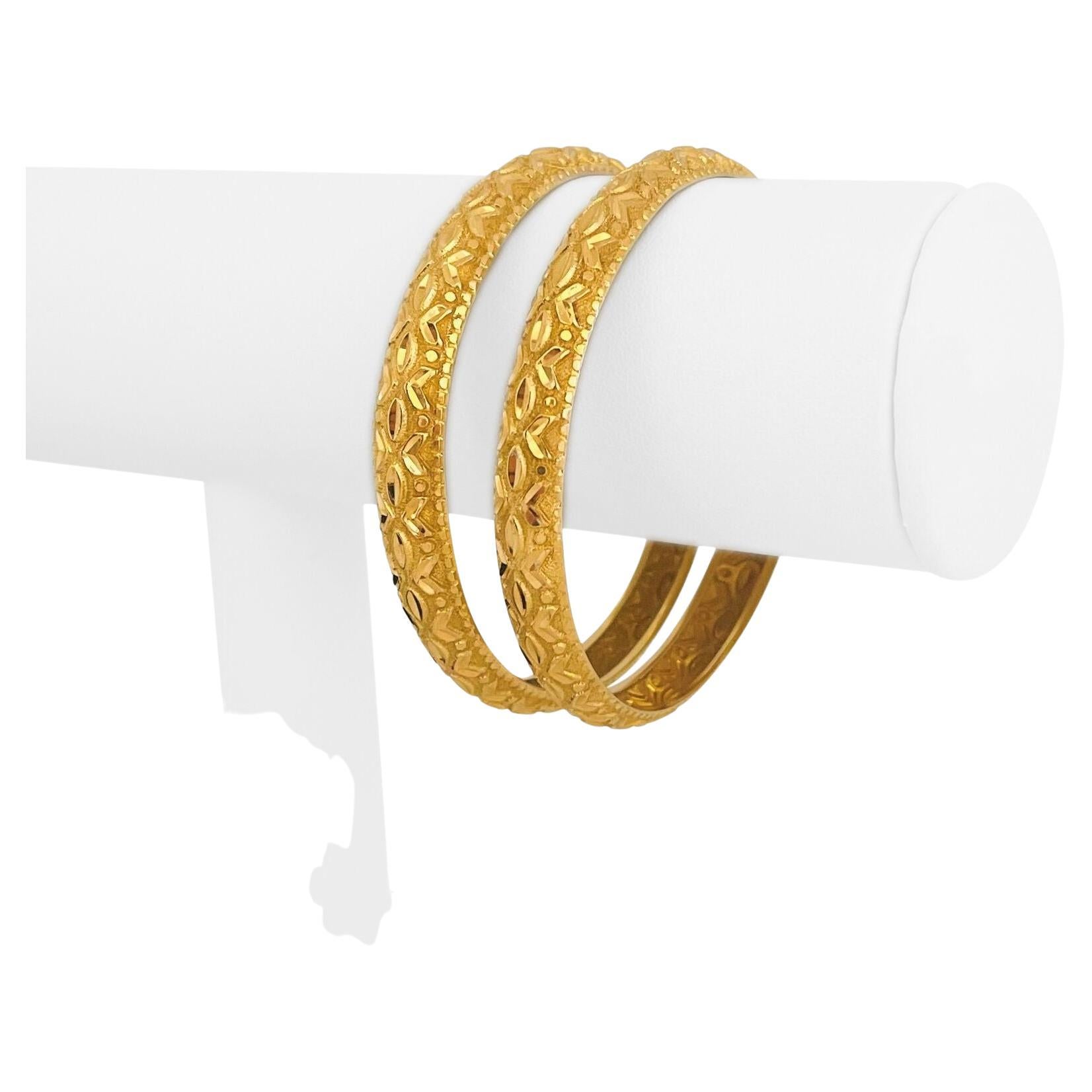 Antique English Victorian Pair Of Gold Bangle Bracelets at 1stDibs