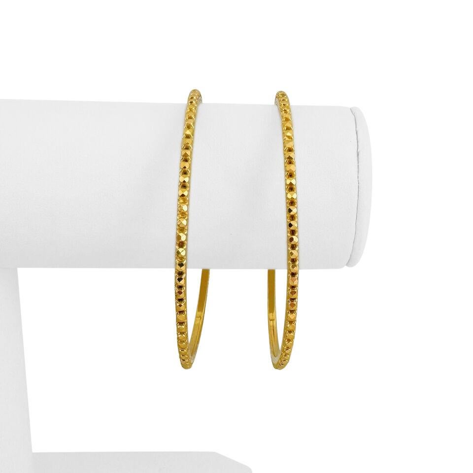 Pair of 22 Karat Yellow Gold Diamond Cut Fancy Beaded Bangle Bracelets  2