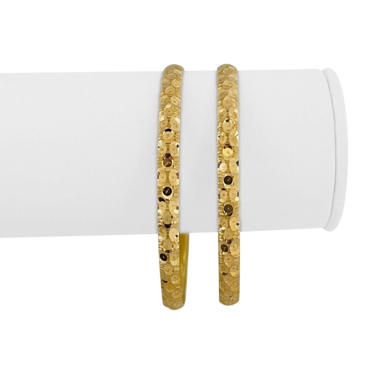 Pair of 22k Yellow Gold 13.4g Fancy Sparkling 4.5mm Bangle Bracelets 7