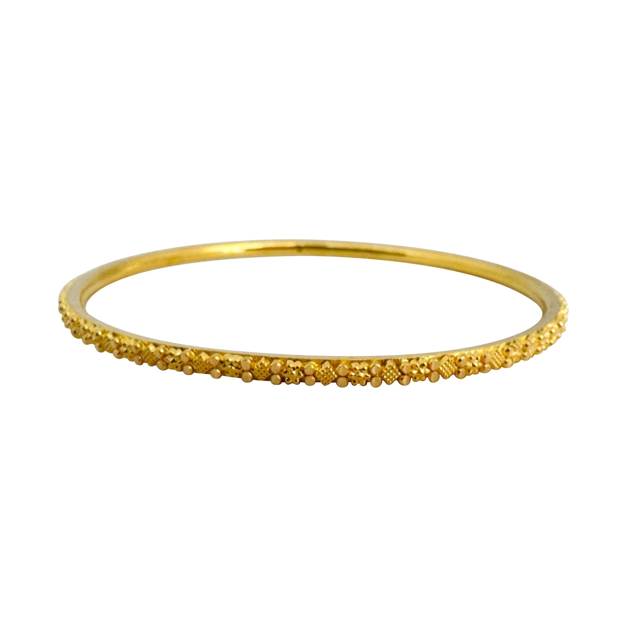 Paar 22k Gelbgold 17g Perlen Diamantschliff Fancy Armreifen 7,5