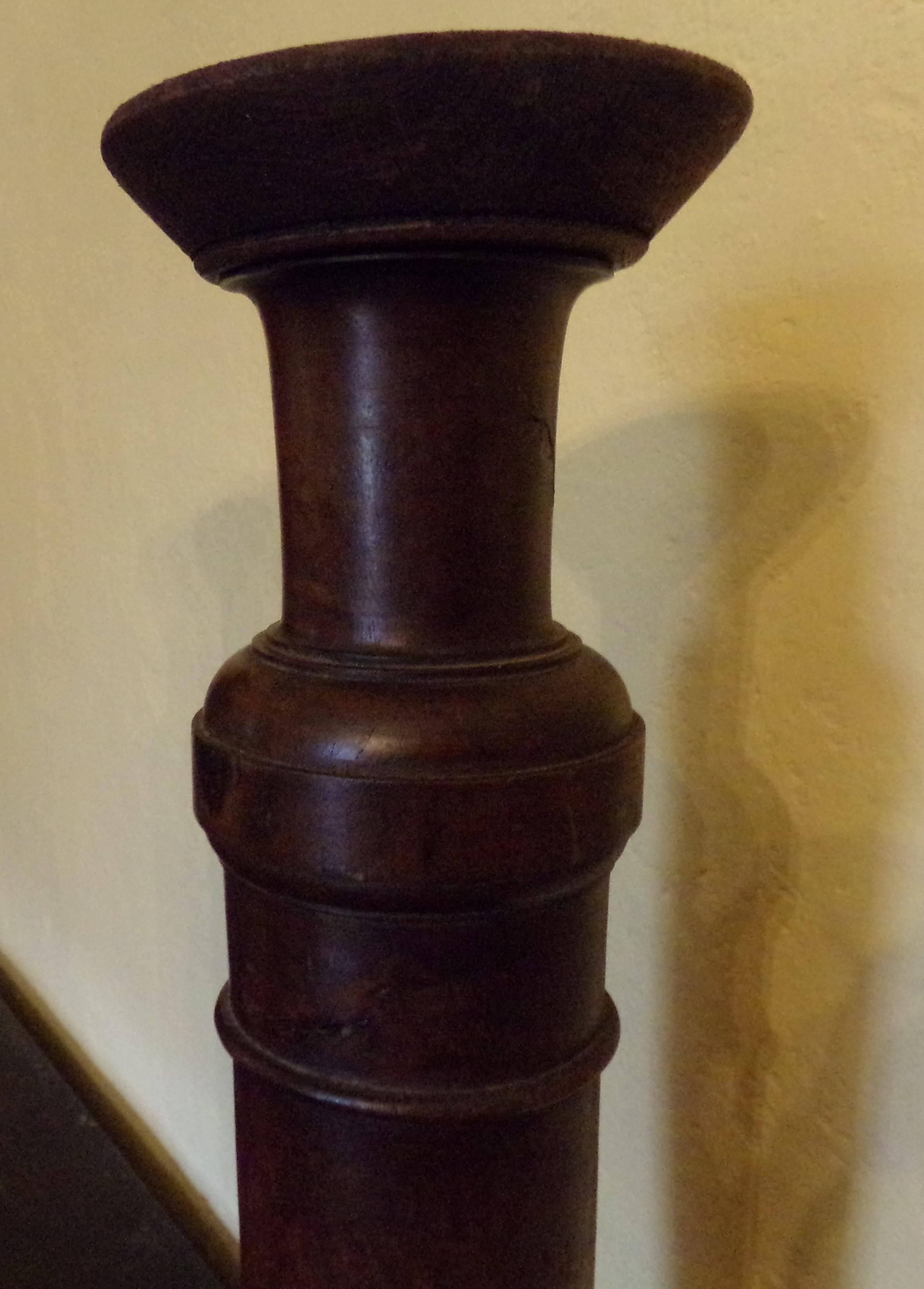 Victorian Pair of Candlesticks in Walnut, circa 1890 For Sale