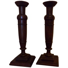 Pair of Candlesticks in Walnut, circa 1890
