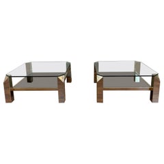 Pair of 23 Carat Gold Plated, Coffee Tables Tables by Belgo Chrome, c1970