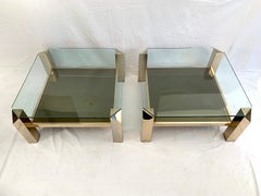 Pair of 23-Karat Gold-Plated Two-Tier End Tables by Belgo Chrome