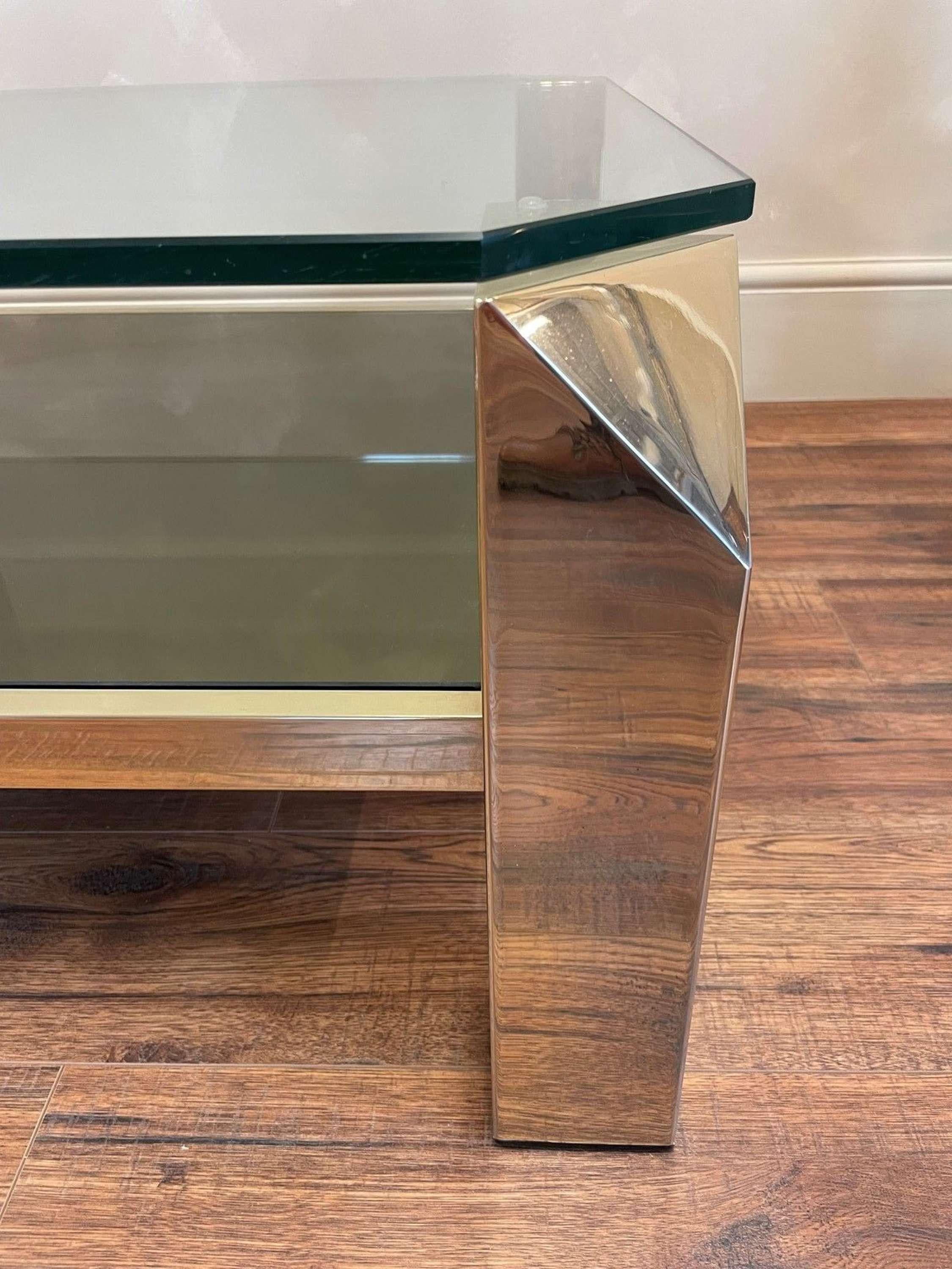 Pair of 23 Carat Gold Plated, Coffee Tables Tables by Belgo Chrome, c1970 In Good Condition In Southampton, GB