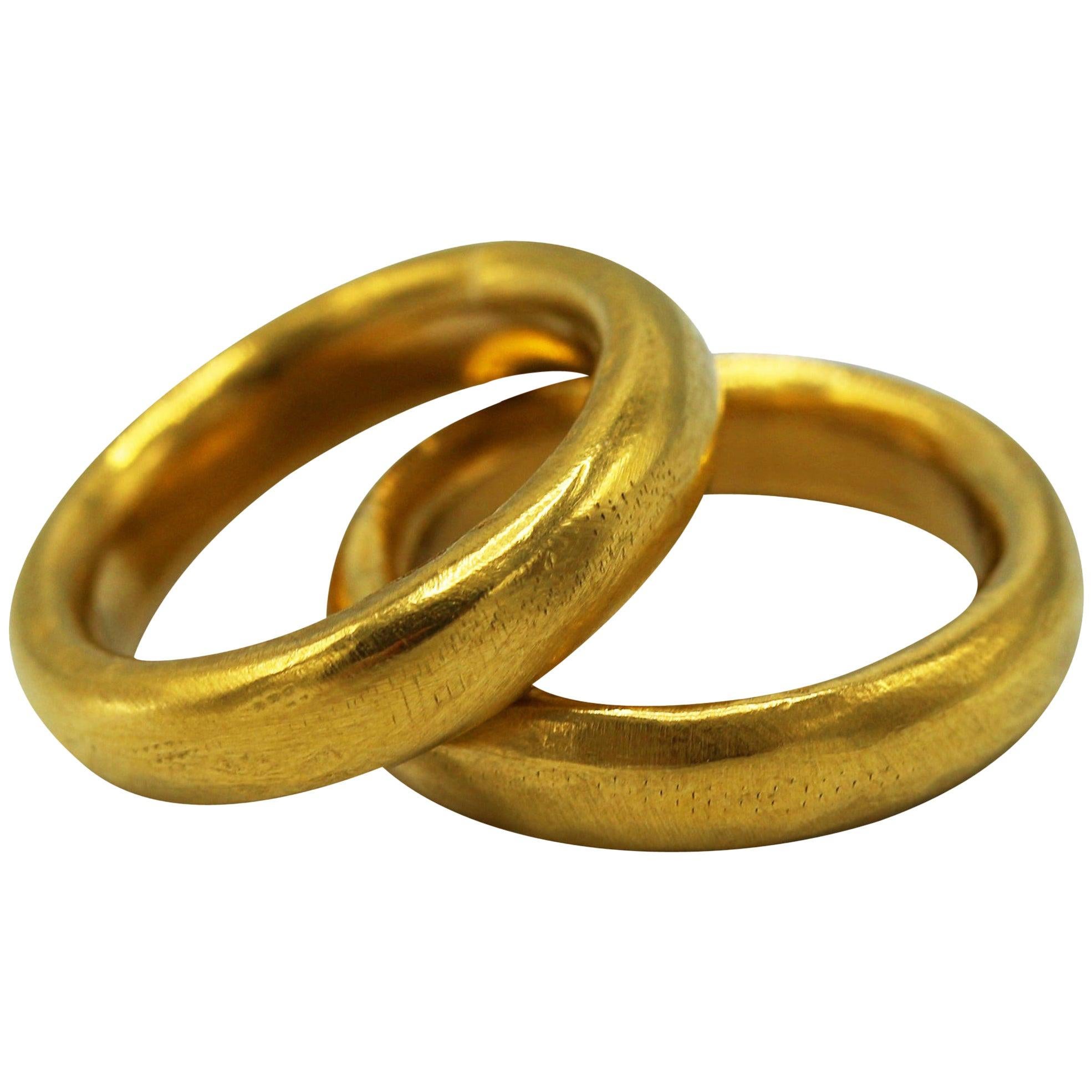 Pair of 24 Karat Gold Handmade Band Rings by Rosaria Varra For Sale at  1stDibs | 24 karat ring, 24 karat gold band ring, handmade australian  wedding rings