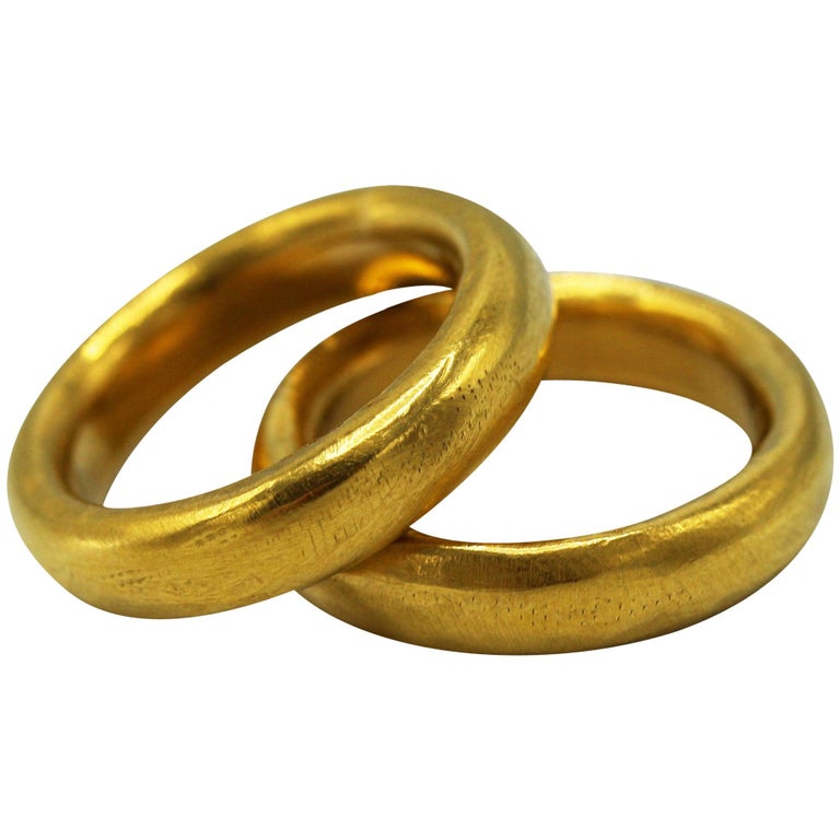 Pair of 24 Carat Gold Handmade Band Rings by Rosaria Varra For Sale at 1stDibs