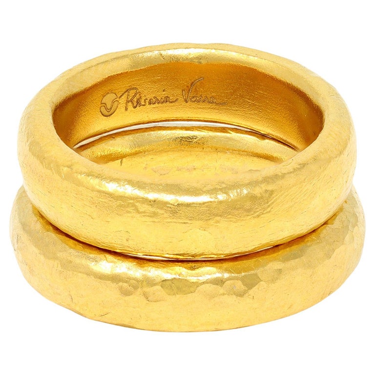 Pair of 24 Karat Gold Handmade Band Rings by Rosaria Varra For Sale at  1stDibs | varra band, 24 karat ring gold, is 24 karat gold pure gold