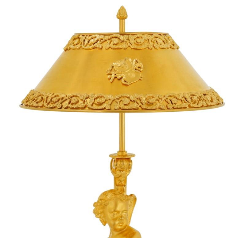 Paar 24-Karat vergoldete Messinglampen aus Messing (Neoklassisch) im Angebot
