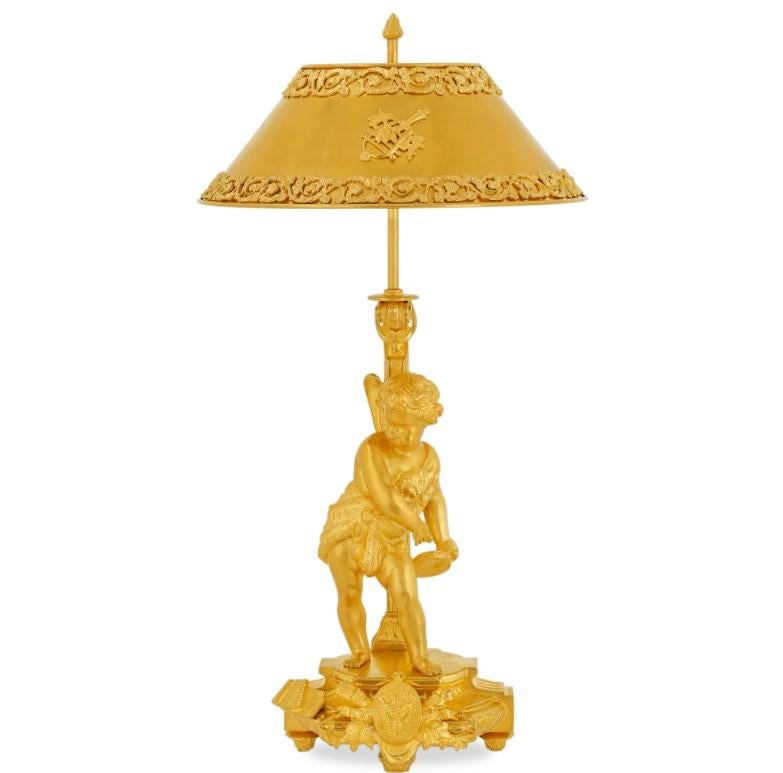 Paar 24-Karat vergoldete Messinglampen aus Messing (Vergoldet) im Angebot