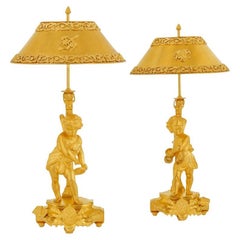 Pair of 24-Karat Gold Plated Brass Lamps