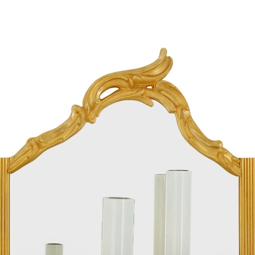 Rococo Pair of 24-Karat Gold Plated Brass  Sconcess For Sale