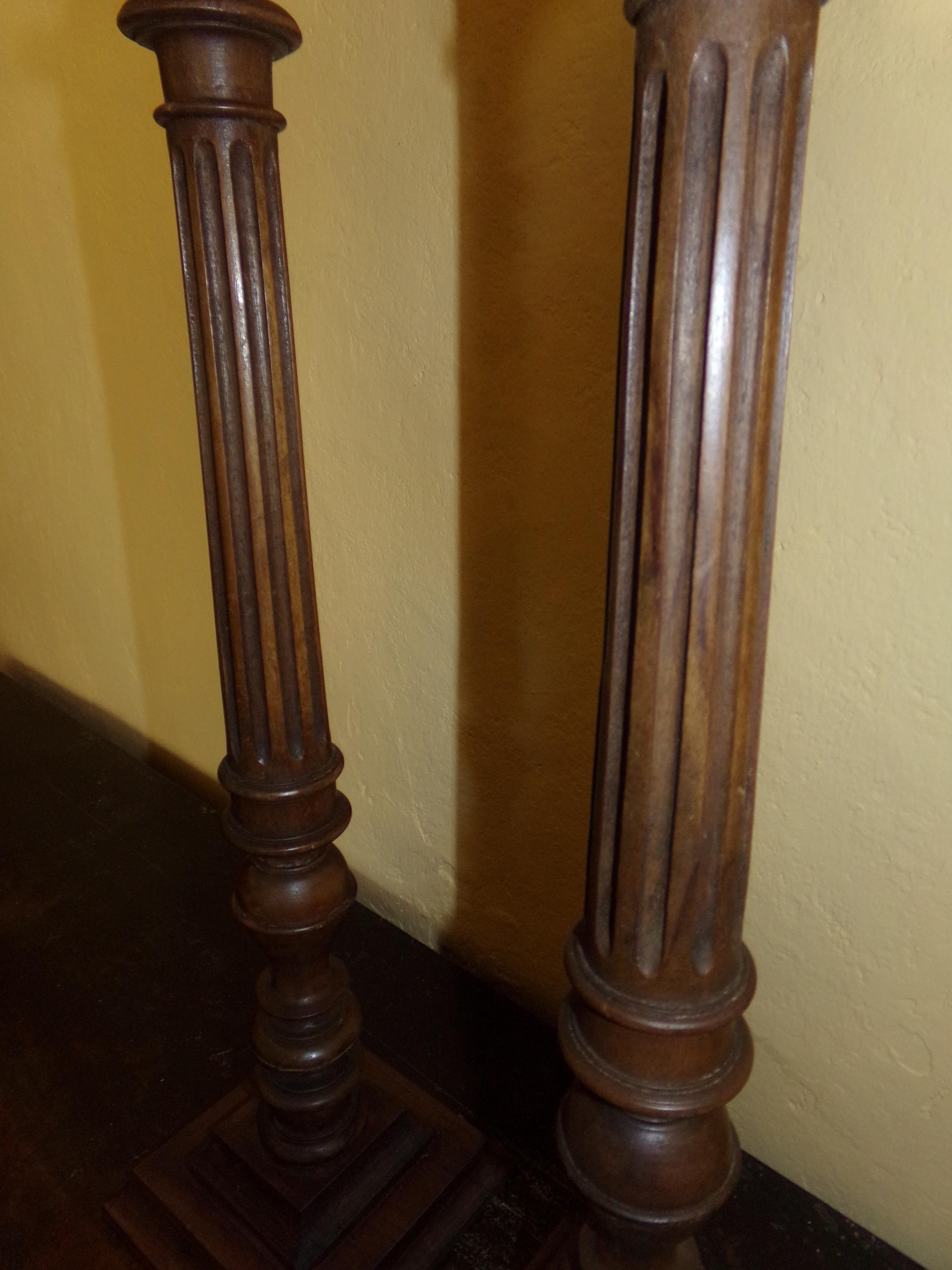 French Pair of Louis XVI Style Walnut Candlesticks, circa 1890 For Sale