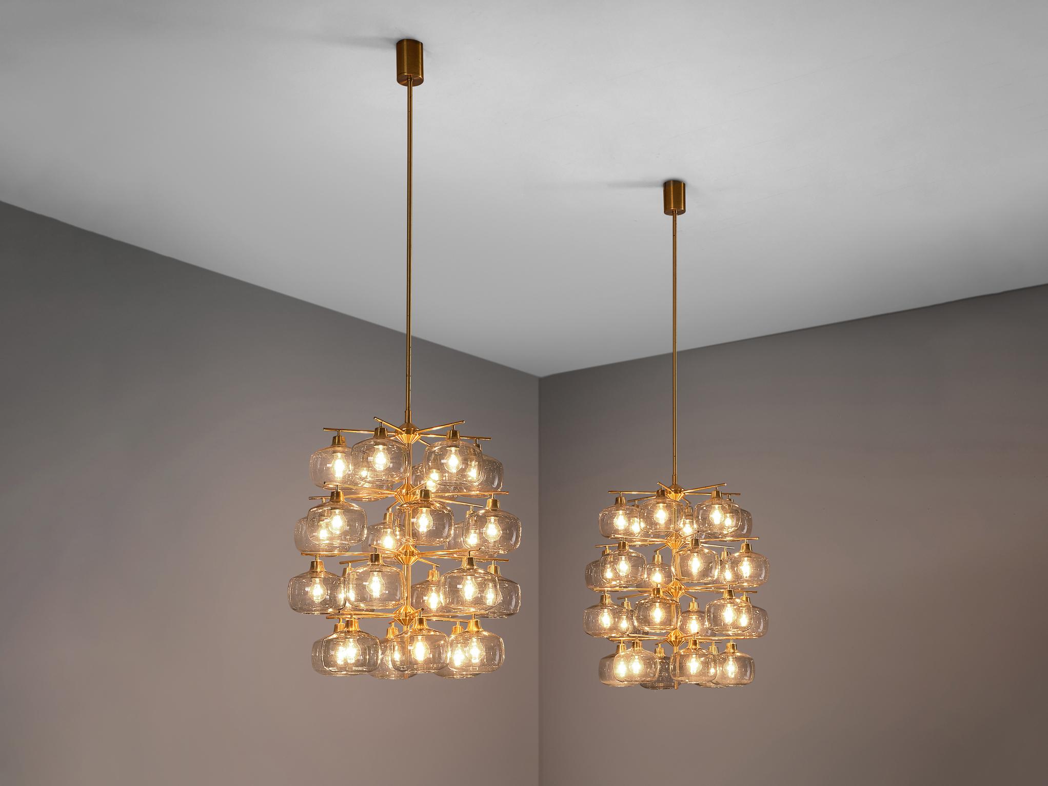 Pair of Swedish Chandeliers by Holger Johansson, 1952 In Good Condition In Waalwijk, NL