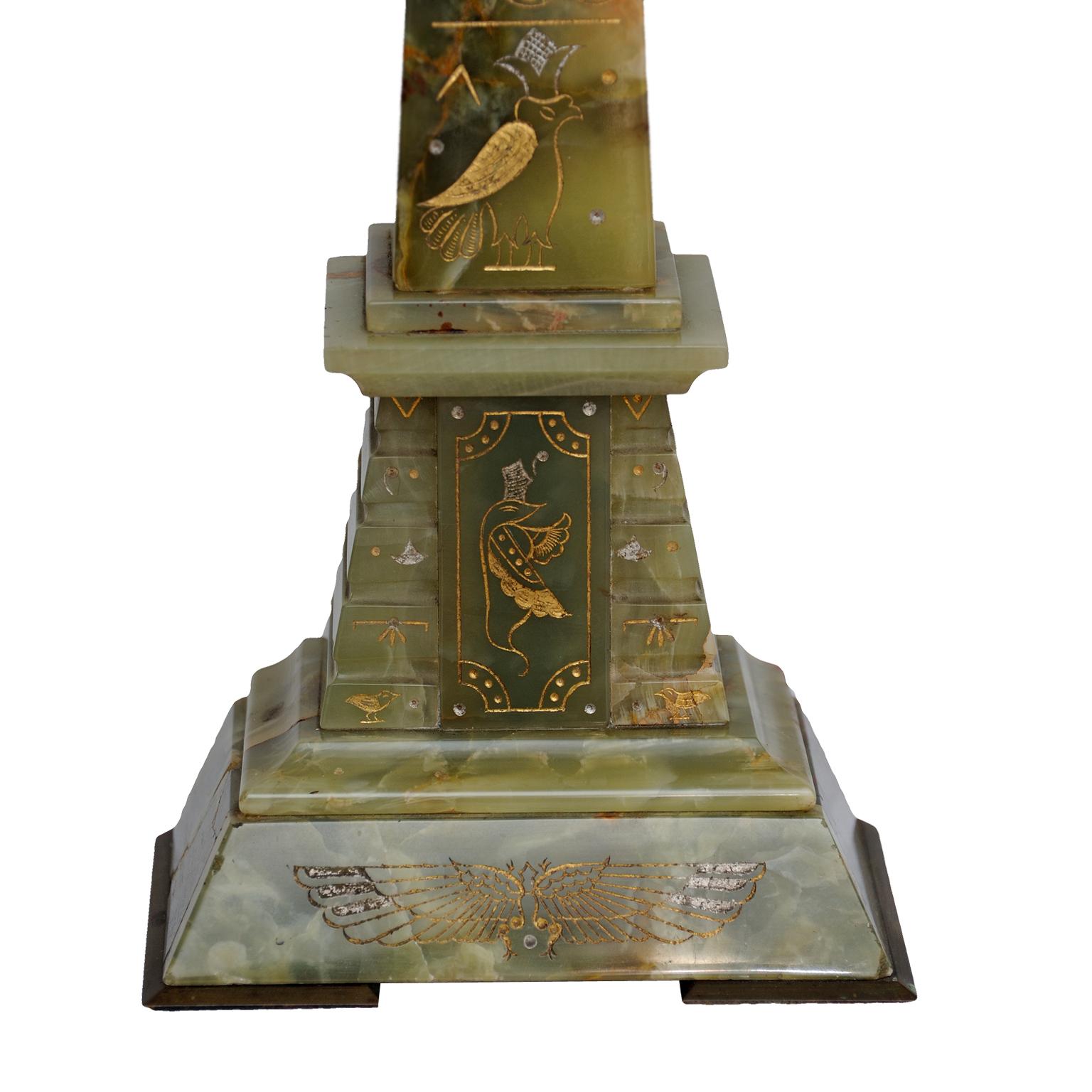 Pair of 2nd Empire Napoleonic Style Green Onyx Obelisks, circa 1860 In Good Condition For Sale In Tetbury, Gloucestershire