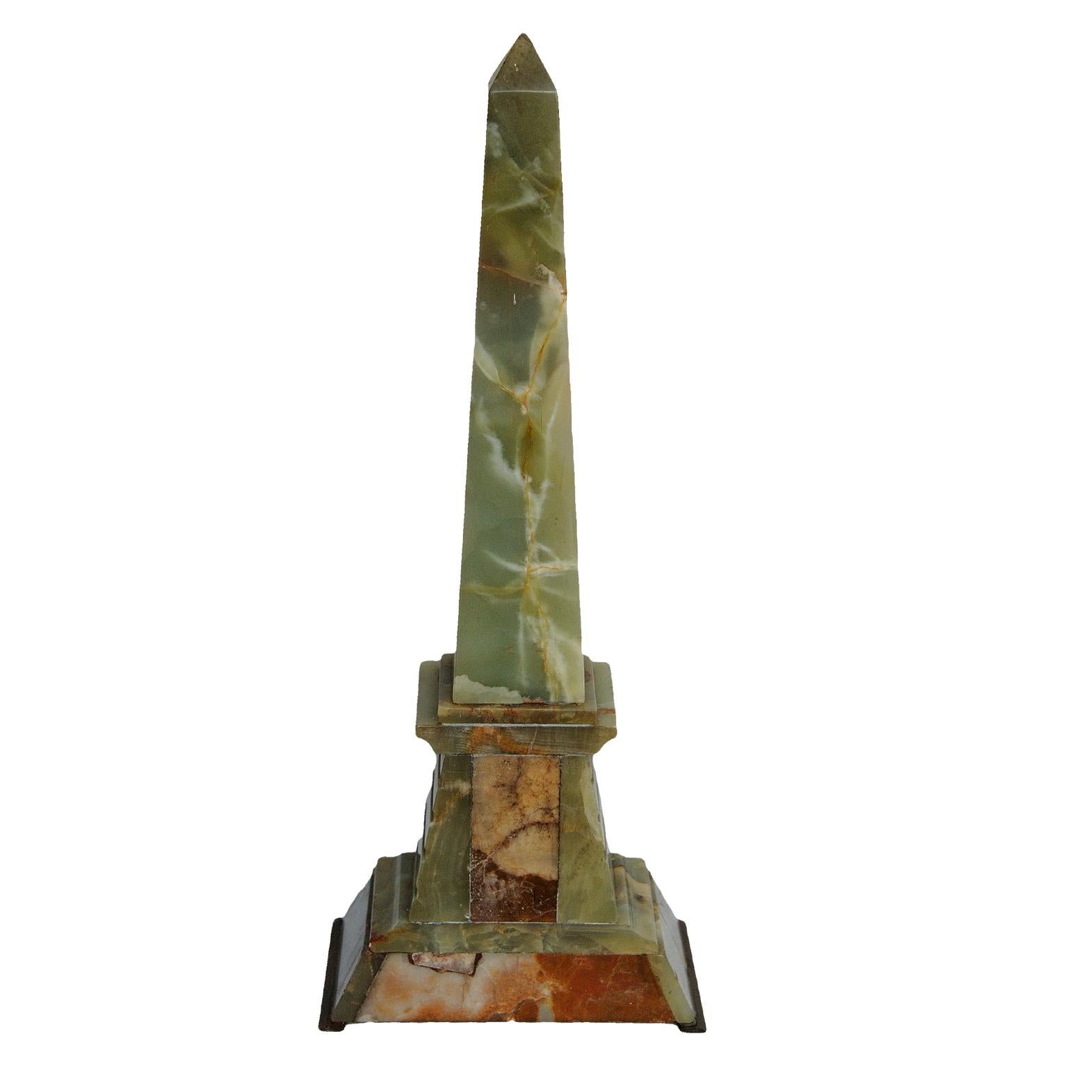 Mid-19th Century Pair of 2nd Empire Napoleonic Style Green Onyx Obelisks, circa 1860 For Sale