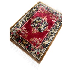 PAIR Of 2x3 Vintage Silk Chinese Rugs Dragons Tapestry 61cm x 92cm each c.1950