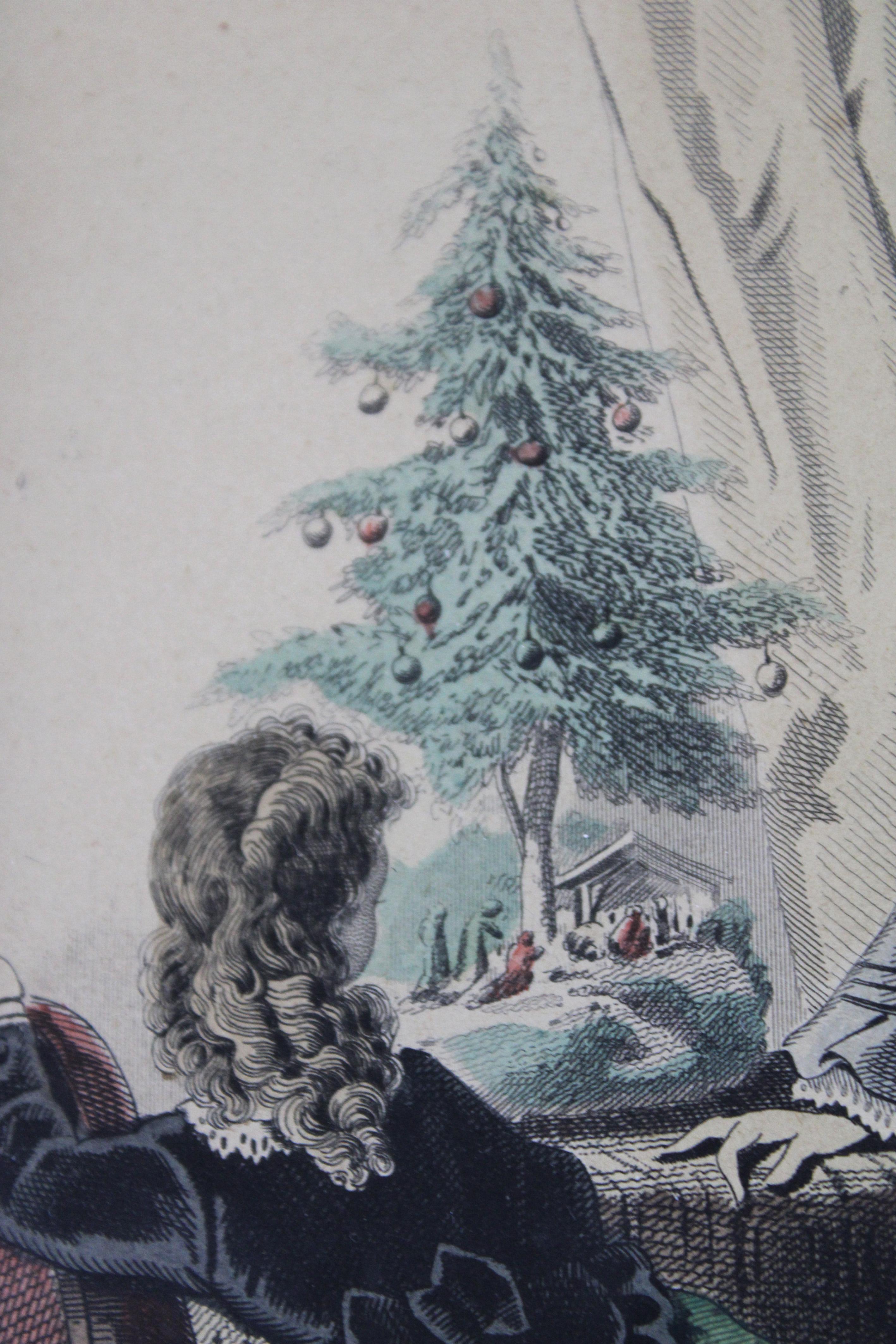 Pair of 3 Colored etches “Journal des dames & des demoiselles” Paris France 1870 For Sale 5