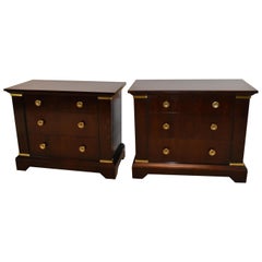 Pair of 3-Drawer Java Tone Bachelor Chests by Henredon