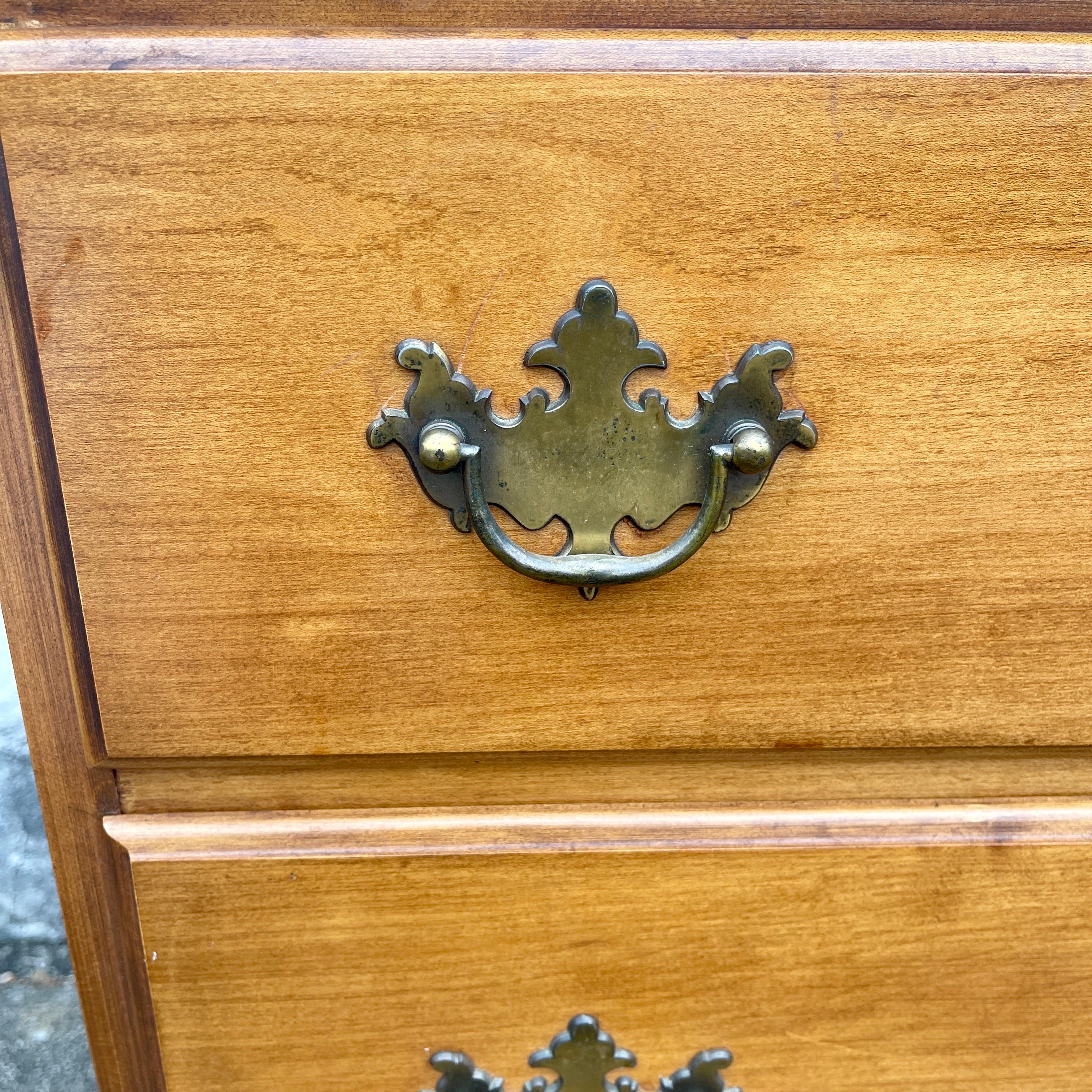 Pair of 3 Drawer Maplewood Chests of Drawers with Brass Hardware 7