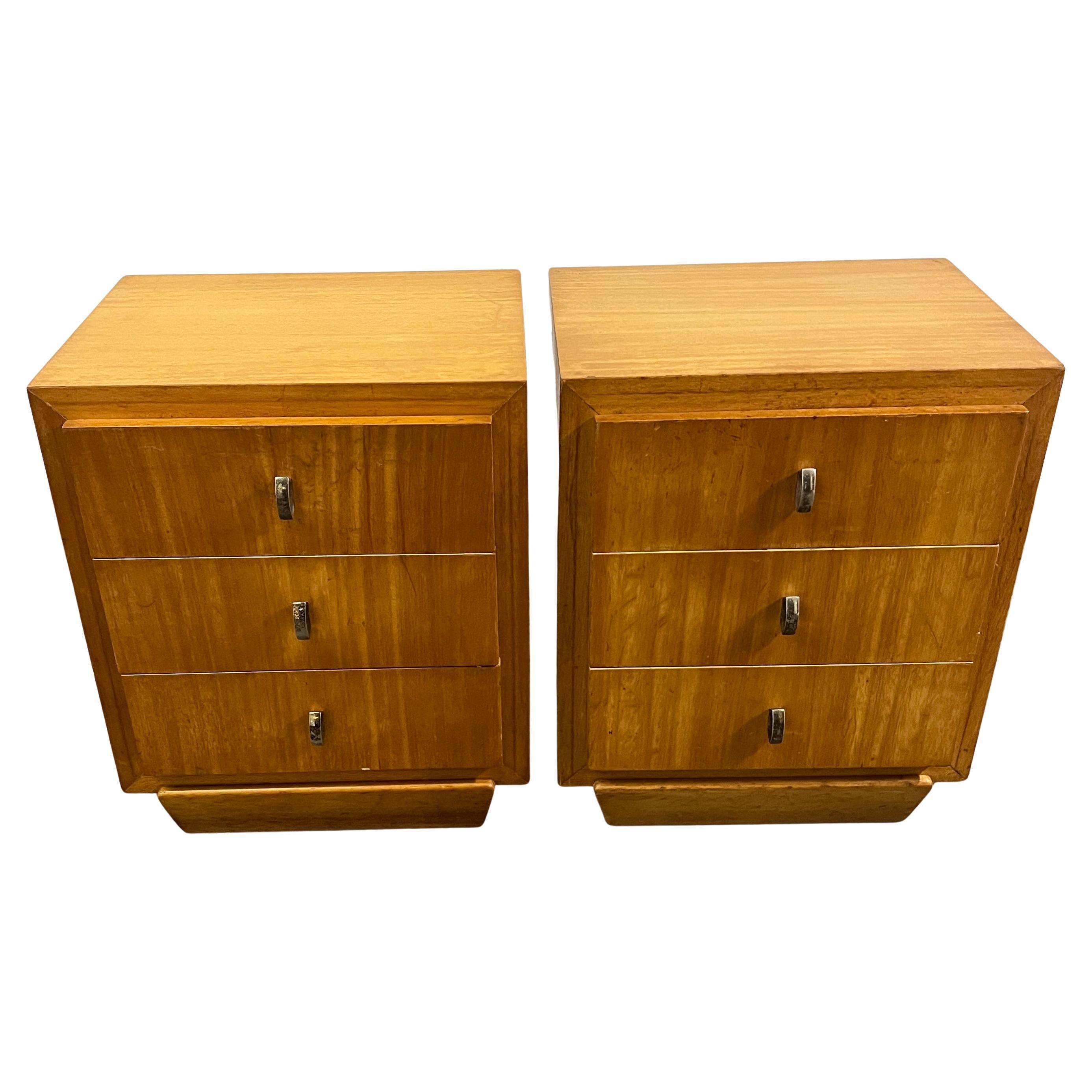 Pair of 3 Drawer Mid-Century Night Stands