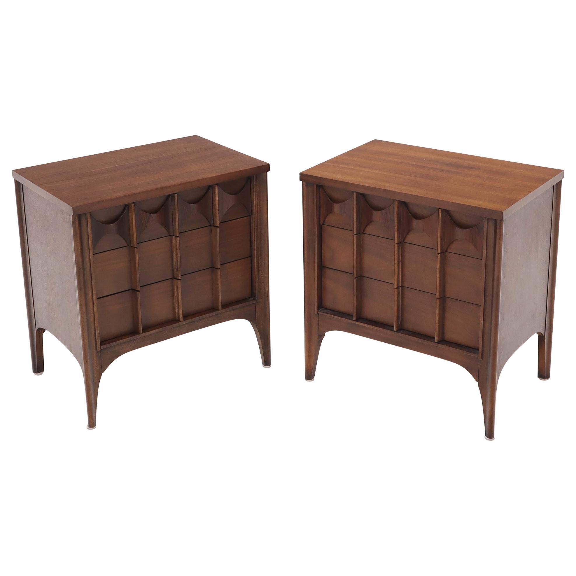 Pair of 3 Drawers Rosewood and Walnut End Side Table