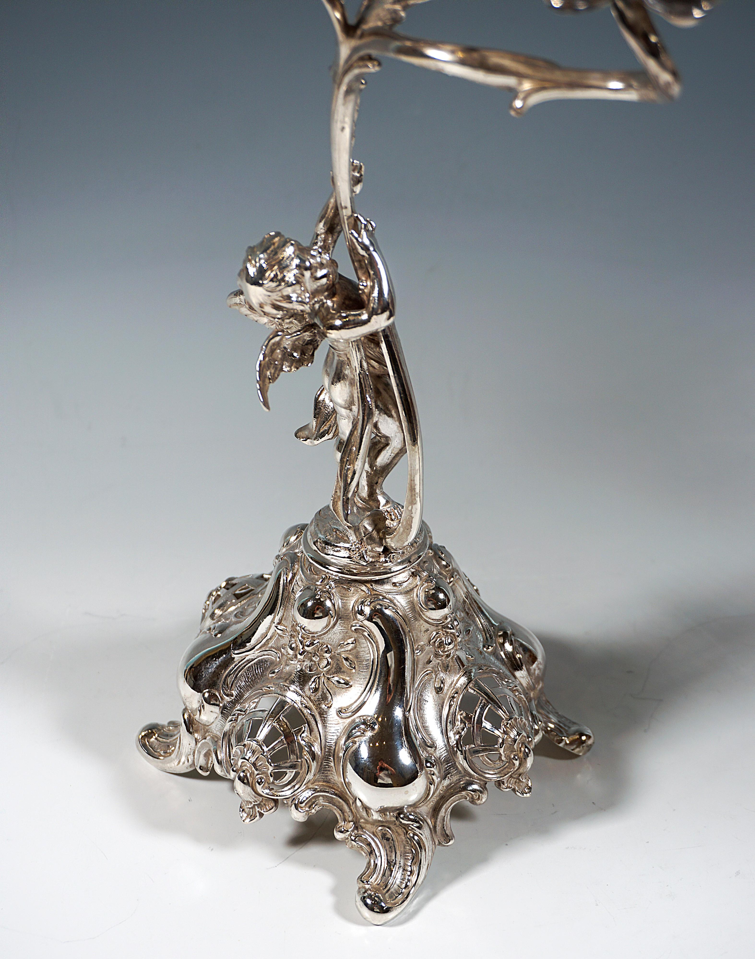 Pair Of 3-Flame Art Nouveau Silver Candleholders With Putti, Germany, Ca 1900 For Sale 1