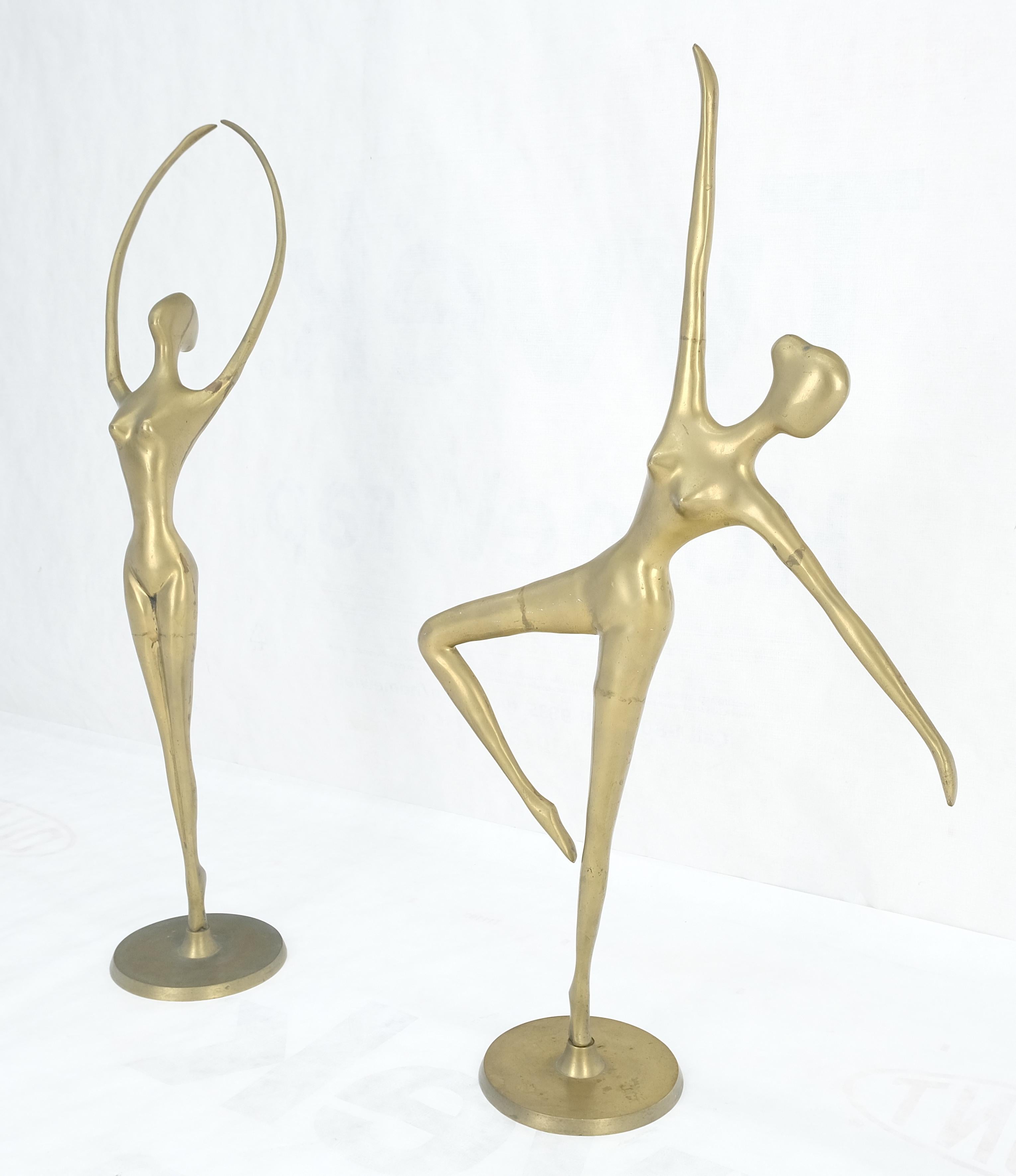 Unknown Pair of 3 Foot Tall Solid Brass Ballerina Dancers Sculptures Figurines Statue  For Sale