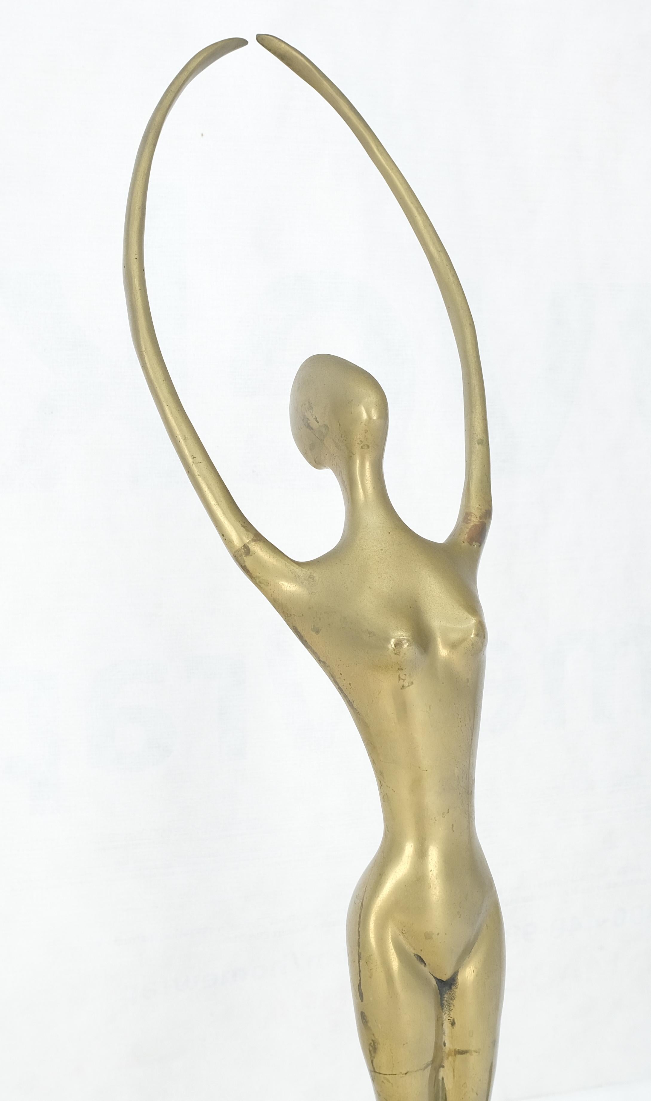 Pair of 3 Foot Tall Solid Brass Ballerina Dancers Sculptures Figurines Statue  In Good Condition For Sale In Rockaway, NJ