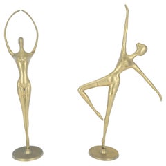 Pair of 3 Foot Tall Solid Brass Ballerina Dancers Sculptures Figurines Statue 