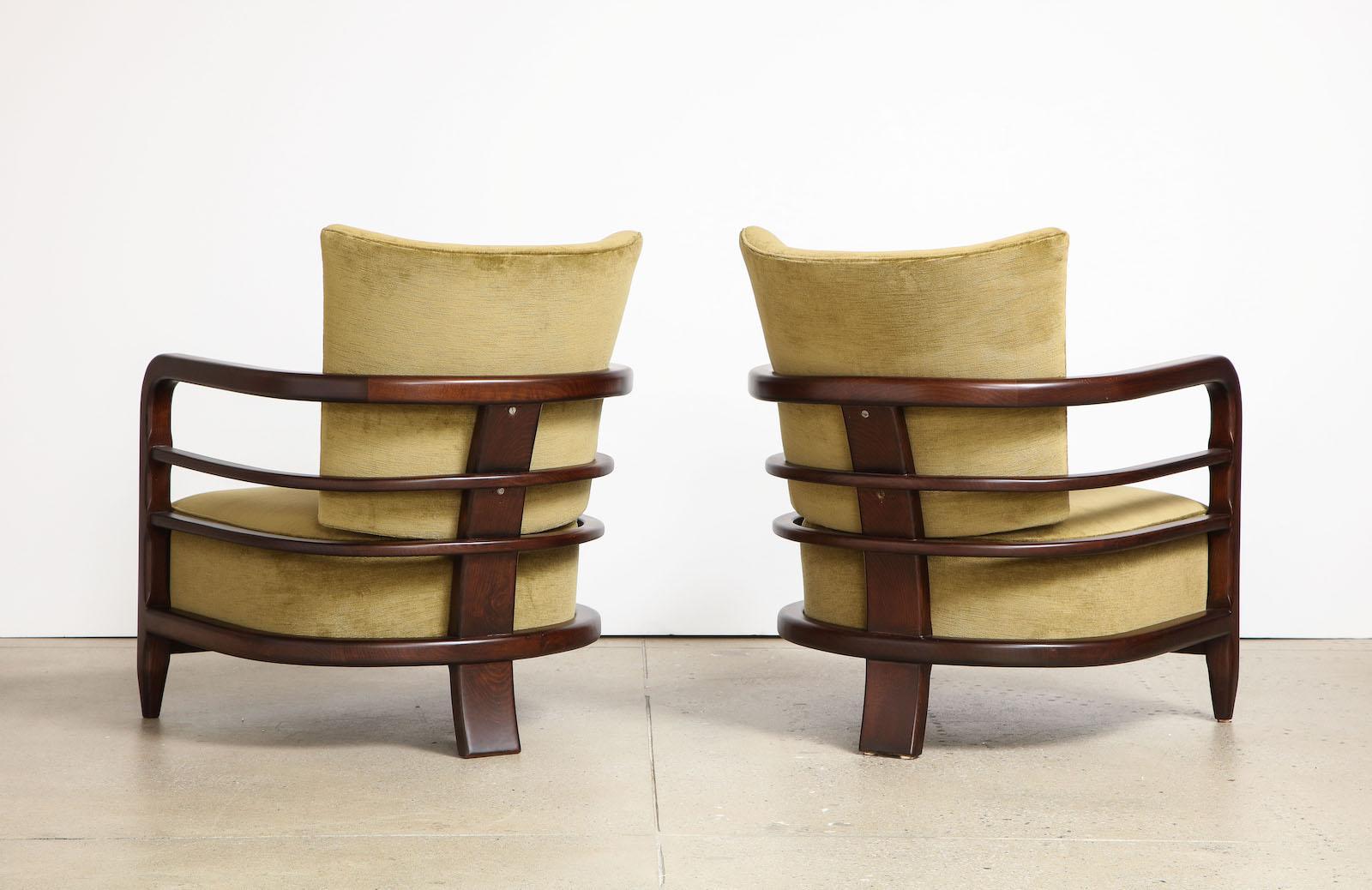 Italian Pair of 3-Leg Lounge Chairs