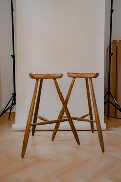 Pair of 3-legged barstools by Arne Hovmand-Olsen, Denmark 1940