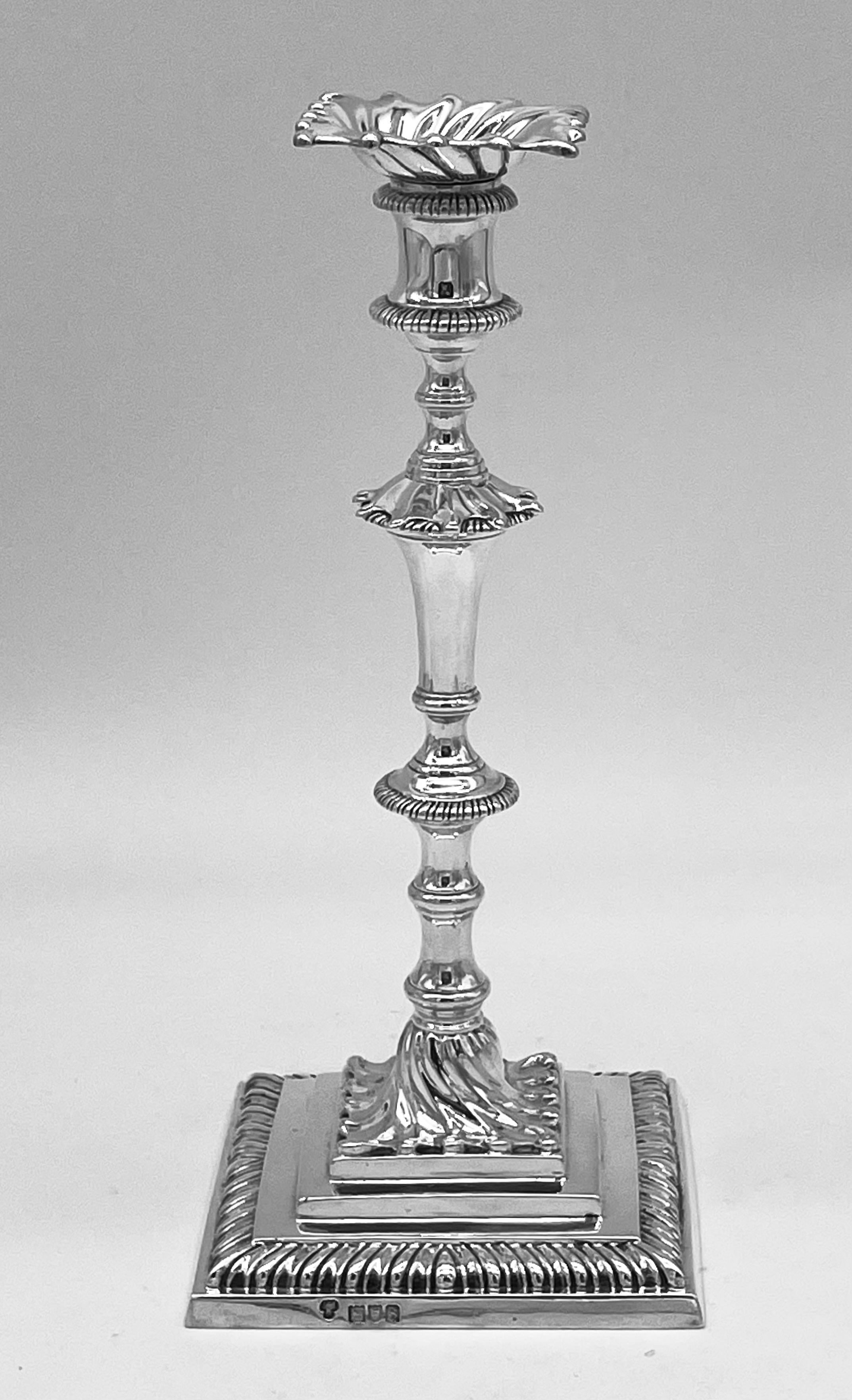 Early 20th Century Pair of Antique English Sterling Silver Candelabra For Sale