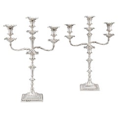 Pair of Antique English Sterling Silver Candelabra