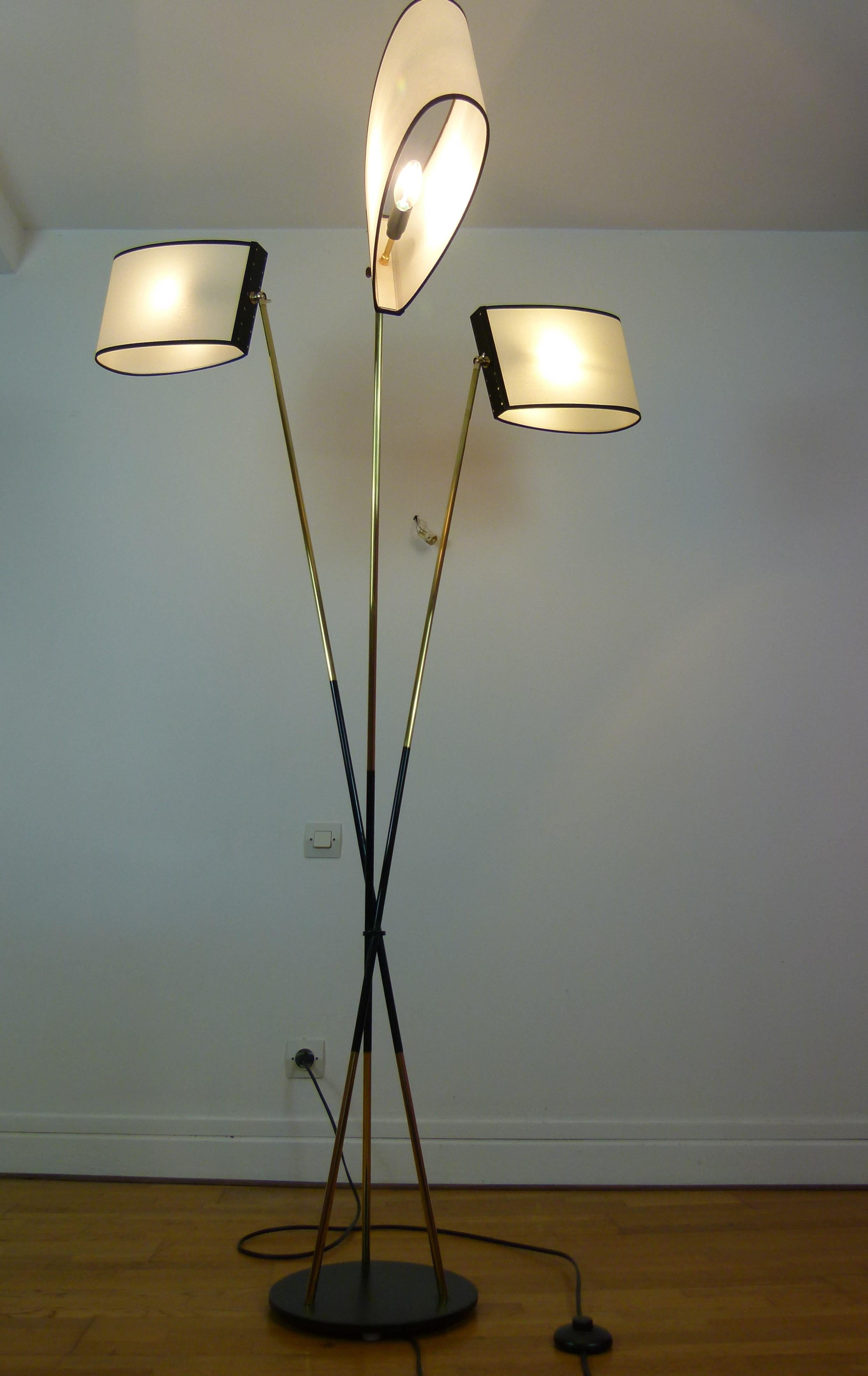 Pair of 3-Light Floor Lamps by Maison Lunel 7