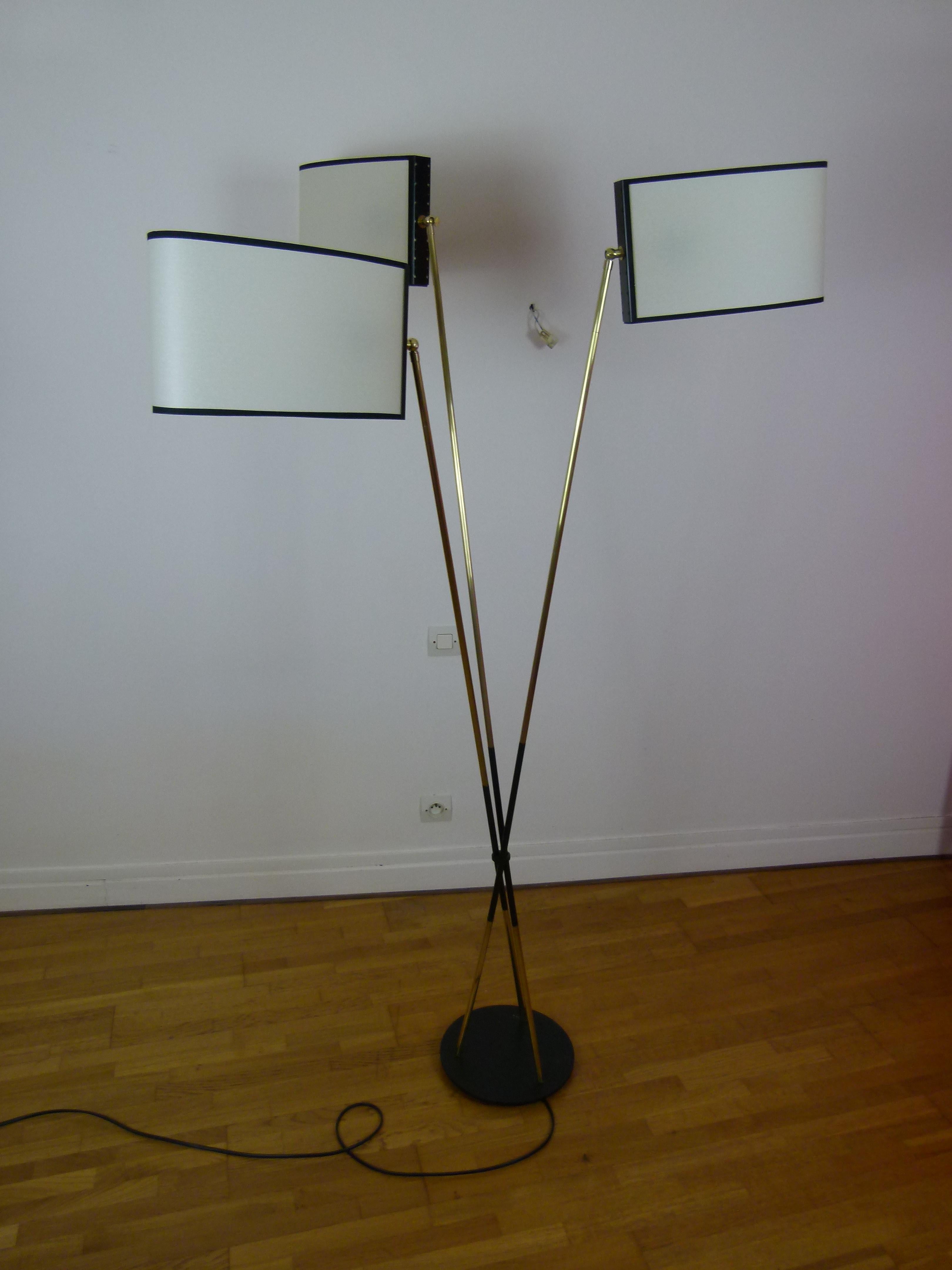 Pair of 3-Light Floor Lamps by Maison Lunel In Excellent Condition In Saint-Ouen, FR